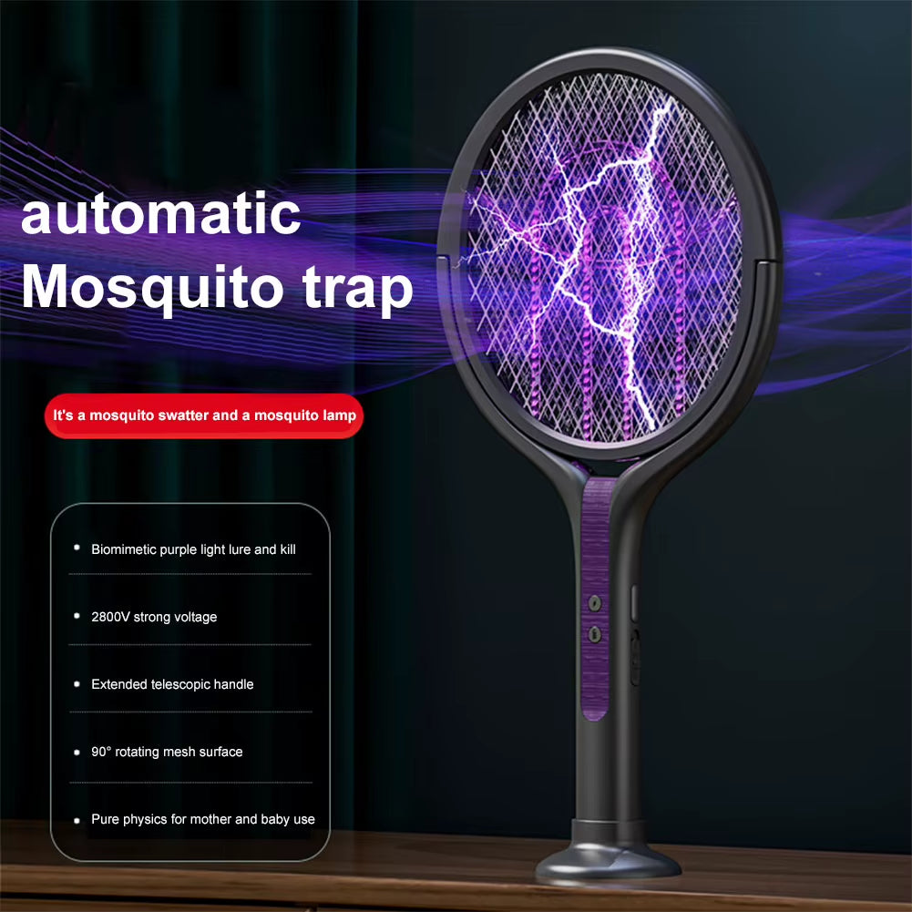 2-In-1 Mosquito Killer Multi Functional Electric Fly Mosquito Swatter Retractable Mosquito Swatter USB Rechargeable Bat Swatter